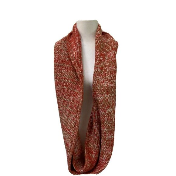 Frye & Co. Chunky Super Soft Scarlet Space Dyed Coral Cream Tan Infinity Scarf - Picture 2 of 7